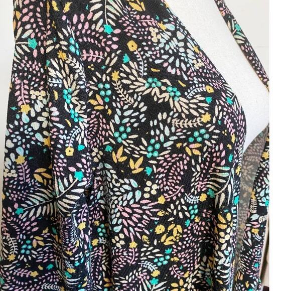 LulaRoe Black Multi Color Floral Vines Sweater Duster size M - Picture 2 of 10